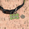 Green & Brown Toile Bone Shaped Dog ID Tag - Small - In Context