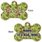 Green & Brown Toile Bone Shaped Dog Tag - Front & Back