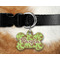 Green & Brown Toile Bone Shaped Dog Tag on Collar & Dog
