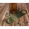 Green & Brown Toile Bottle Opener - In Use