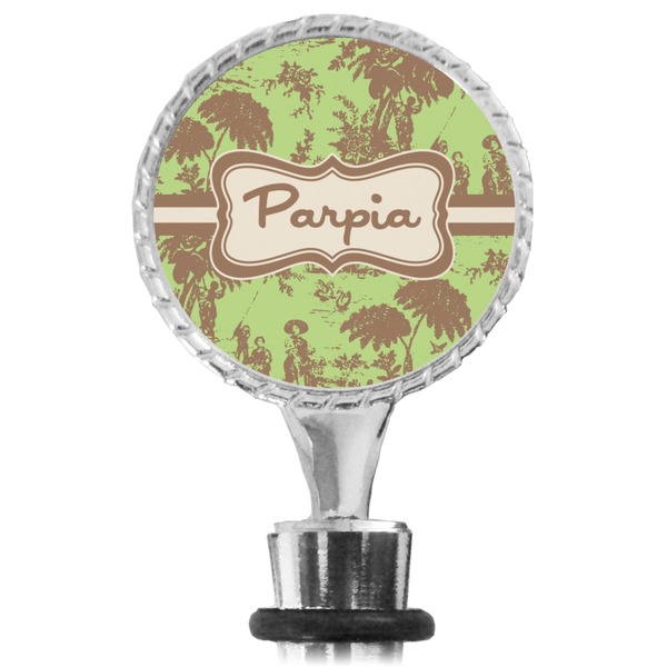 Green & Brown Toile Bottle Stopper Main View