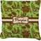 Green & Brown Toile Burlap Pillow 16"