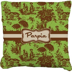 Green & Brown Toile Faux-Linen Throw Pillow 18" (Personalized)