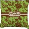 Green & Brown Toile Burlap Pillow 18"