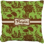 Green & Brown Toile Faux-Linen Throw Pillow 20" (Personalized)