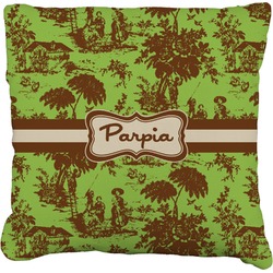 Green & Brown Toile Faux-Linen Throw Pillow 20" (Personalized)