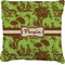 Green & Brown Toile Burlap Pillow 22"