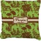 Green & Brown Toile Faux-Linen Throw Pillow 20" (Personalized)