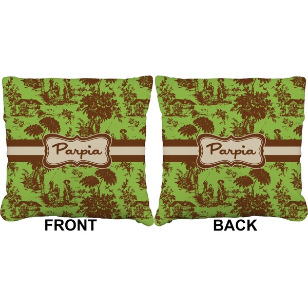 Green & Brown Toile Burlap Pillow Approval
