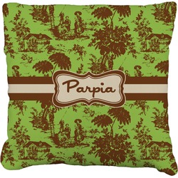 Green & Brown Toile Faux-Linen Throw Pillow (Personalized)