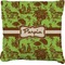 Green & Brown Toile Faux-Linen Throw Pillow (Personalized)