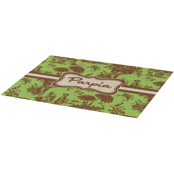 Green & Brown Toile Burlap Placemat (Angle View)