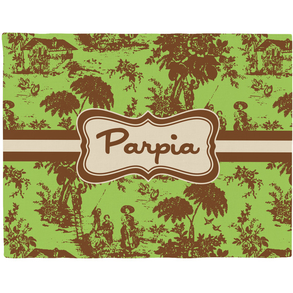 Custom Green & Brown Toile Woven Fabric Placemat - Twill w/ Name or Text