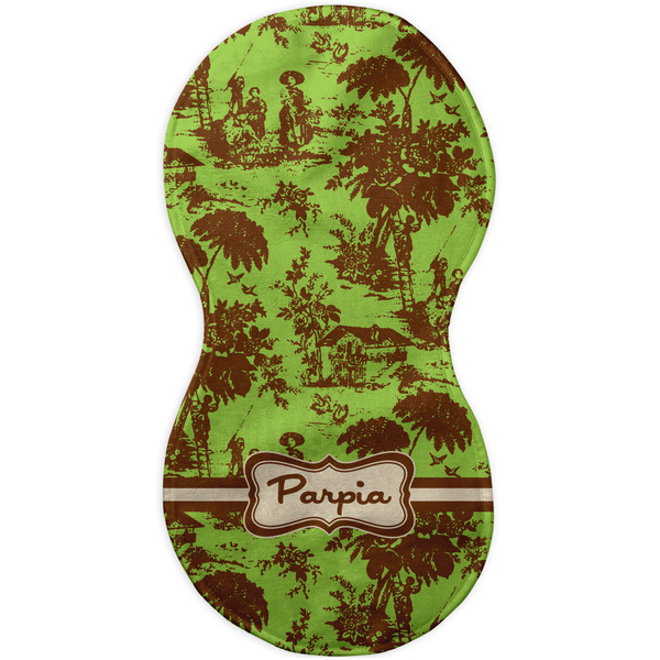 Green & Brown Toile Burp Peanut Shaped Flat