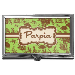 Green & Brown Toile Business Card Case