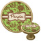 Green & Brown Toile Cabinet Knob - Gold (Personalized)