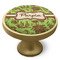 Green & Brown Toile Cabinet Knob - Gold - Side