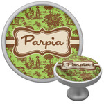 Green & Brown Toile Cabinet Knob (Silver) (Personalized)