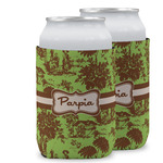 Green & Brown Toile Can Cooler (12 oz) w/ Name or Text