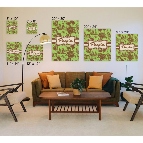 Green & Brown Toile Canvas Prints - Multiple Sizes