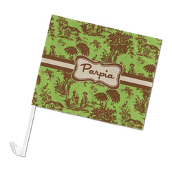 Green & Brown Toile Car Flag (Personalized)
