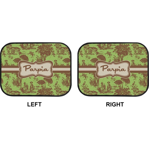 Green & Brown Toile Car Floor Mats (Back Seat) (Approval)
