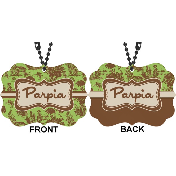 Green & Brown Toile Car Ornament (Approval)