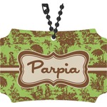 Green & Brown Toile Rear View Mirror Ornament (Personalized)