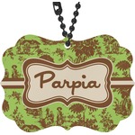 Green & Brown Toile Rear View Mirror Charm (Personalized)