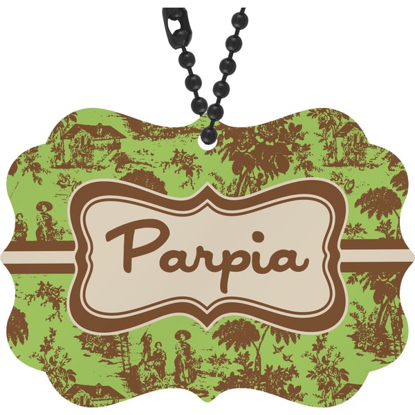 Custom Green & Brown Toile Rear View Mirror Charm (Personalized)