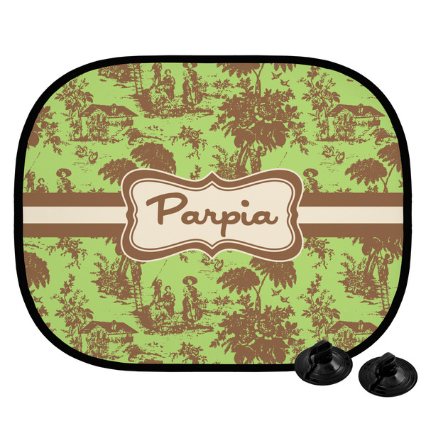 Custom Green & Brown Toile Car Side Window Sun Shade (Personalized)