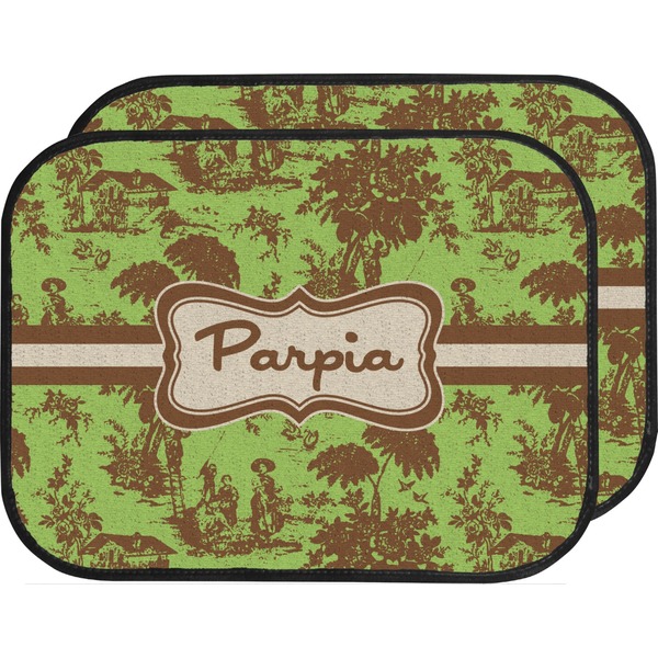 Green & Brown Toile Custom Car Floor Mats (Back Seat)