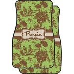 Green & Brown Toile Car Floor Mats (Front Seat) (Personalized)