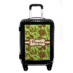 Green & Brown Toile Carry On Hard Shell Suitcase (Personalized)