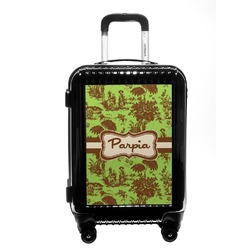 Green & Brown Toile Carry On Hard Shell Suitcase (Personalized)