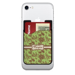 Green & Brown Toile 2-in-1 Cell Phone Credit Card Holder & Screen Cleaner (Personalized)