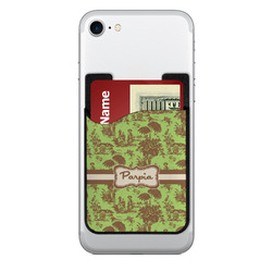 Green & Brown Toile 2-in-1 Cell Phone Credit Card Holder & Screen Cleaner (Personalized)