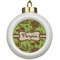 Green & Brown Toile Ceramic Ball Ornament (Personalized)