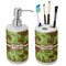 Green & Brown Toile Ceramic Bathroom Accessories