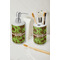 Green & Brown Toile Ceramic Bathroom Accessories - LIFESTYLE (toothbrush holder & soap dispenser)