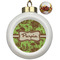 Green & Brown Toile Ceramic Christmas Ornament - Poinsettias (Front View)