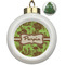 Green & Brown Toile Ceramic Ball Ornament - Christmas Tree (Personalized)