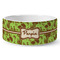 Green & Brown Toile Ceramic Dog Bowl - Medium - Front