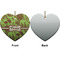 Green & Brown Toile Ceramic Flat Ornament - Heart Front & Back (APPROVAL)