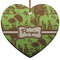 Green & Brown Toile Ceramic Flat Ornament - Heart (Front)
