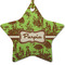 Green & Brown Toile Ceramic Flat Ornament - Star (Front)