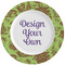 Green & Brown Toile Ceramic Plate w/Rim