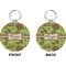 Green & Brown Toile Circle Keychain (Front + Back)