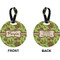 Green & Brown Toile Circle Luggage Tag (Front + Back)
