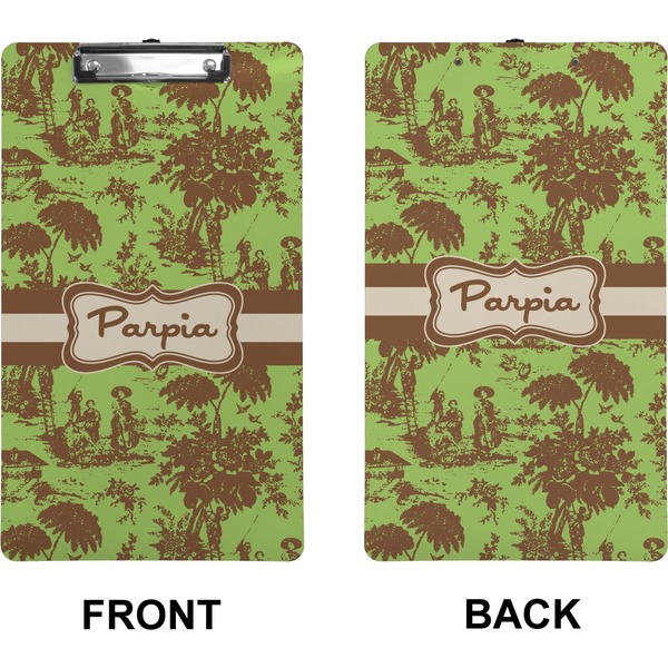 Green & Brown Toile Clipboard (Legal) (Front + Back)